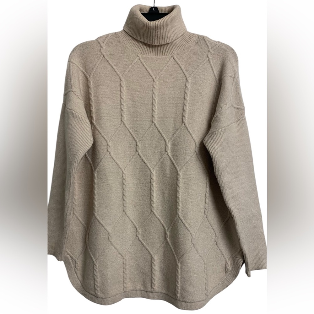 Grace S Cable Rib Knit Casual Winter Minimalist Sweater Sand Viscose‎